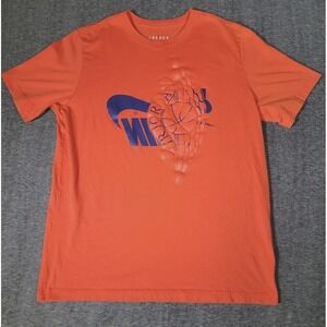 Air Jordan Shirt Mens Large Orange Futura Wings Swoosh Graphic Puffy Logo